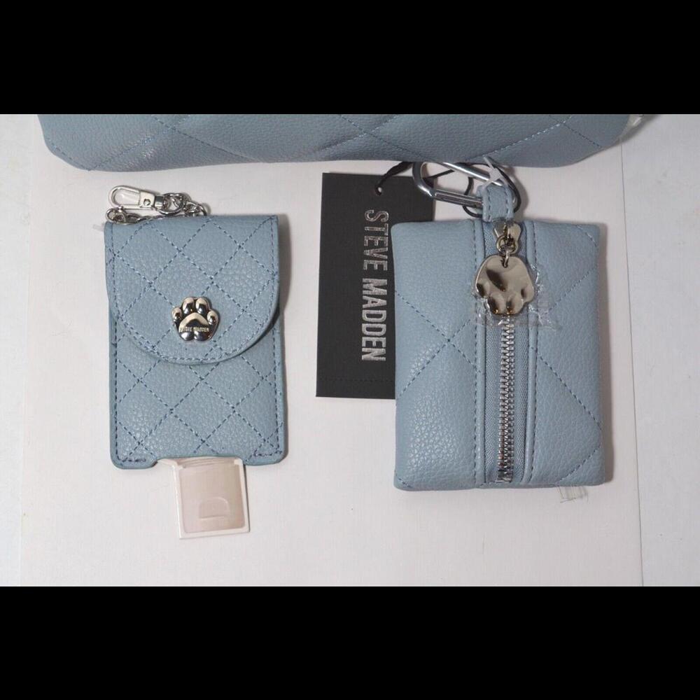 Steve Madden 3PC Matching Pet Set Blue Wristlet Wallet Dog Bag Case - Picture 2 of 5